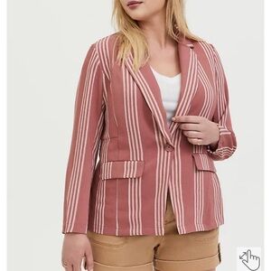 NWT Torrid Lightweight Boyfriend Blazer Pink/ White/ Stripe Size 2X